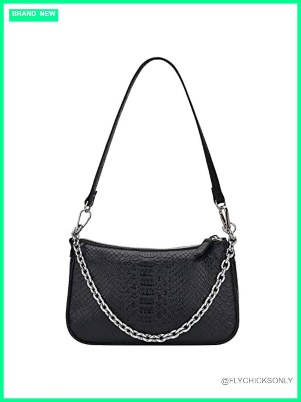 Vegan Leather Snakeskin Shoulder Bag for Women, Y2K Mini Clutch Purse